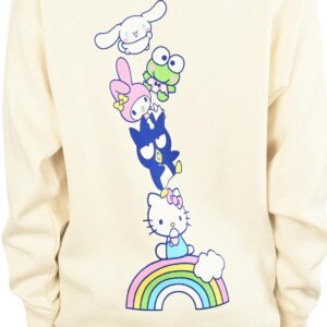 Girl x Hello Kitty Rainbow Stacked Pullover Hoodie - Cream