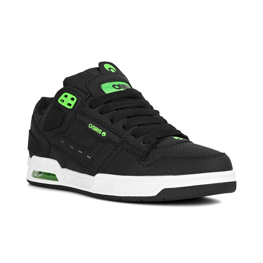Osiris Peril Skate Shoes - Black/Black/Green -  13 UK