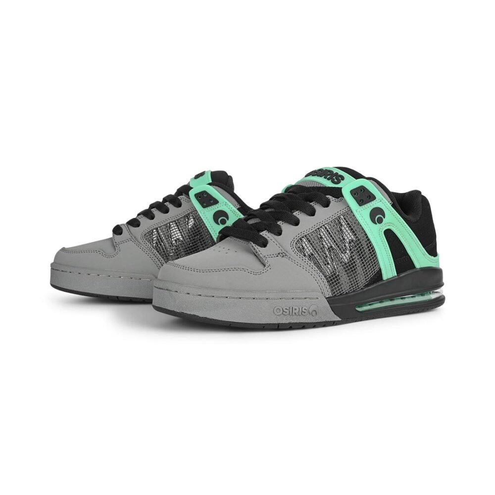 Osiris Pixel Skate Shoes - Black/Charcoal/Green Glow