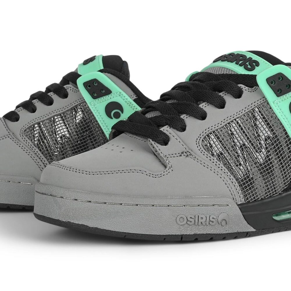 Osiris Pixel Skate Shoes - Black/Charcoal/Green Glow