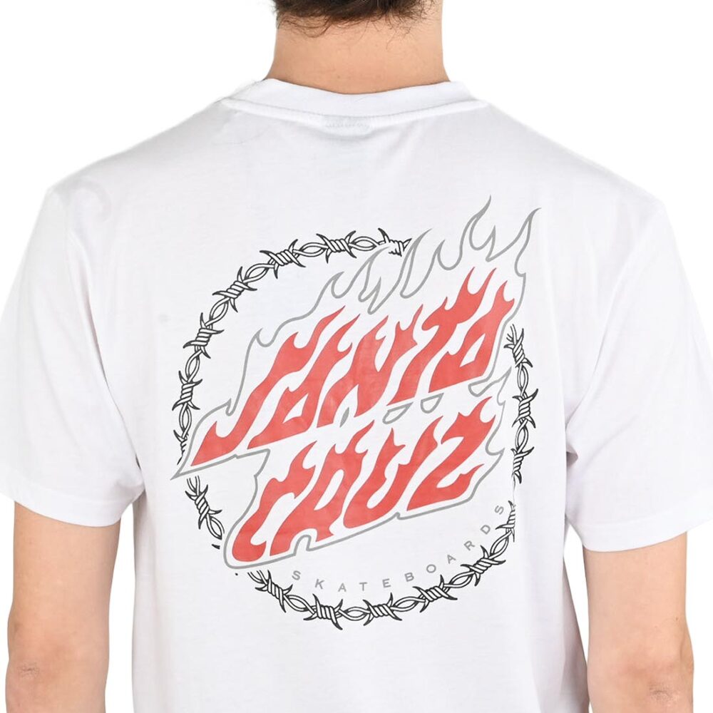Santa Cruz Wired Flame Dot Chest S/S T-Shirt - White