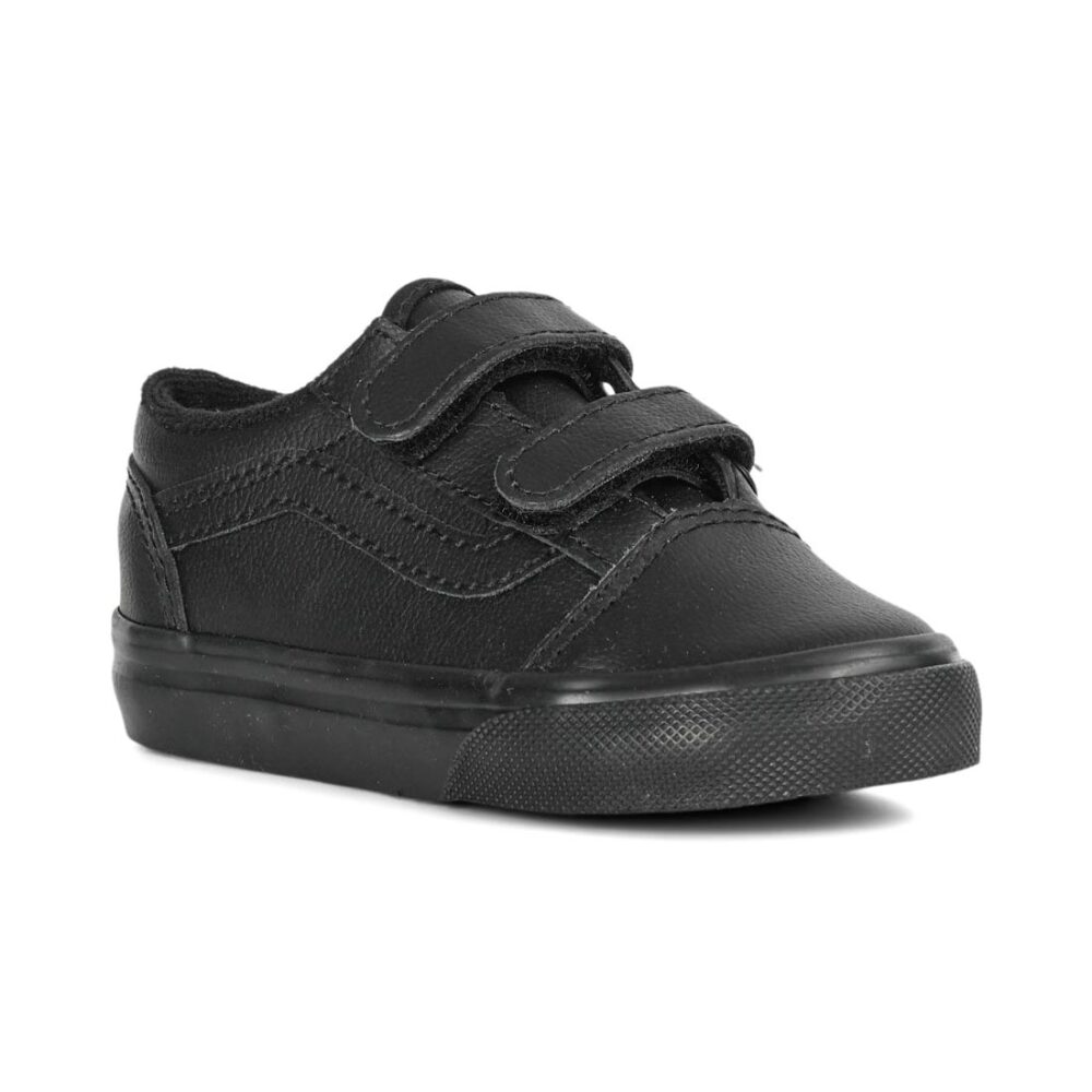 Vans Old Skool Velcro (Toddler) Skate Shoes - Black Mono