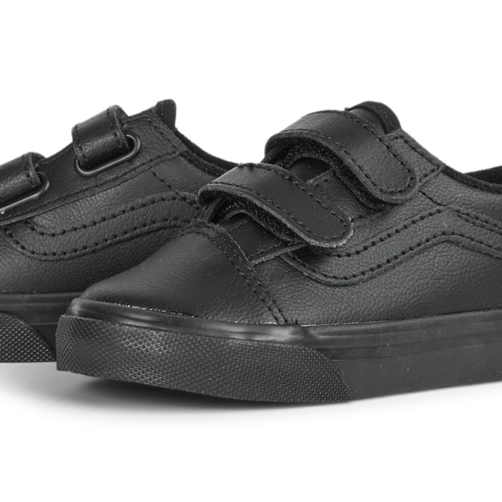 Vans Old Skool Velcro (Toddler) Skate Shoes - Black Mono