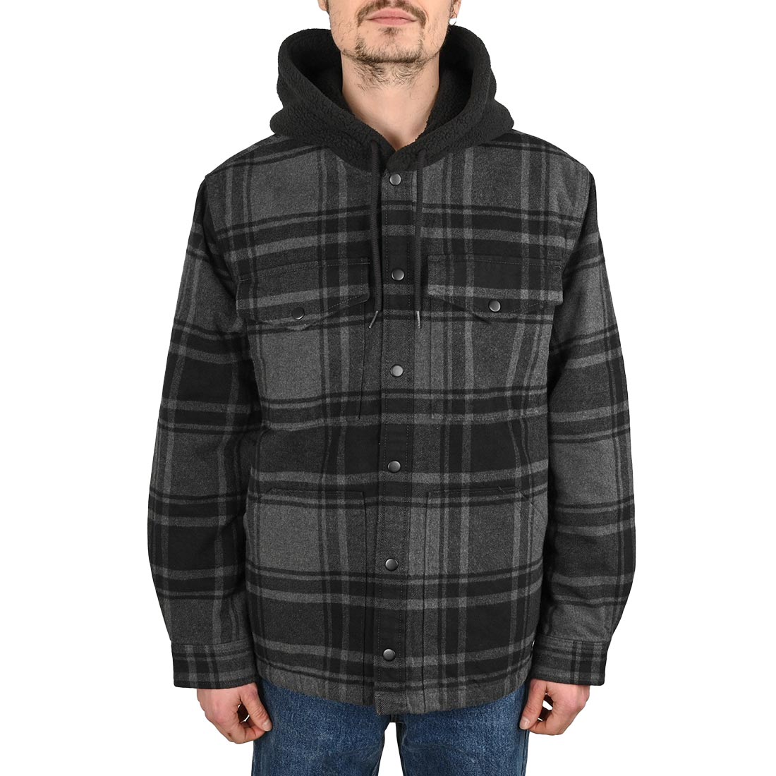 Vans Piedmont Hooded Plaid Shacket - Black/Asphalt -  XXL