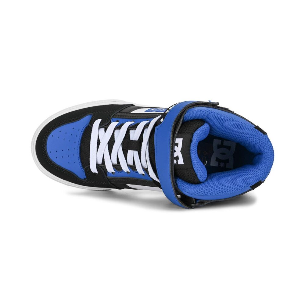 DC Pure High Top EV (Youth) Skate Shoes - Black/Blue/White