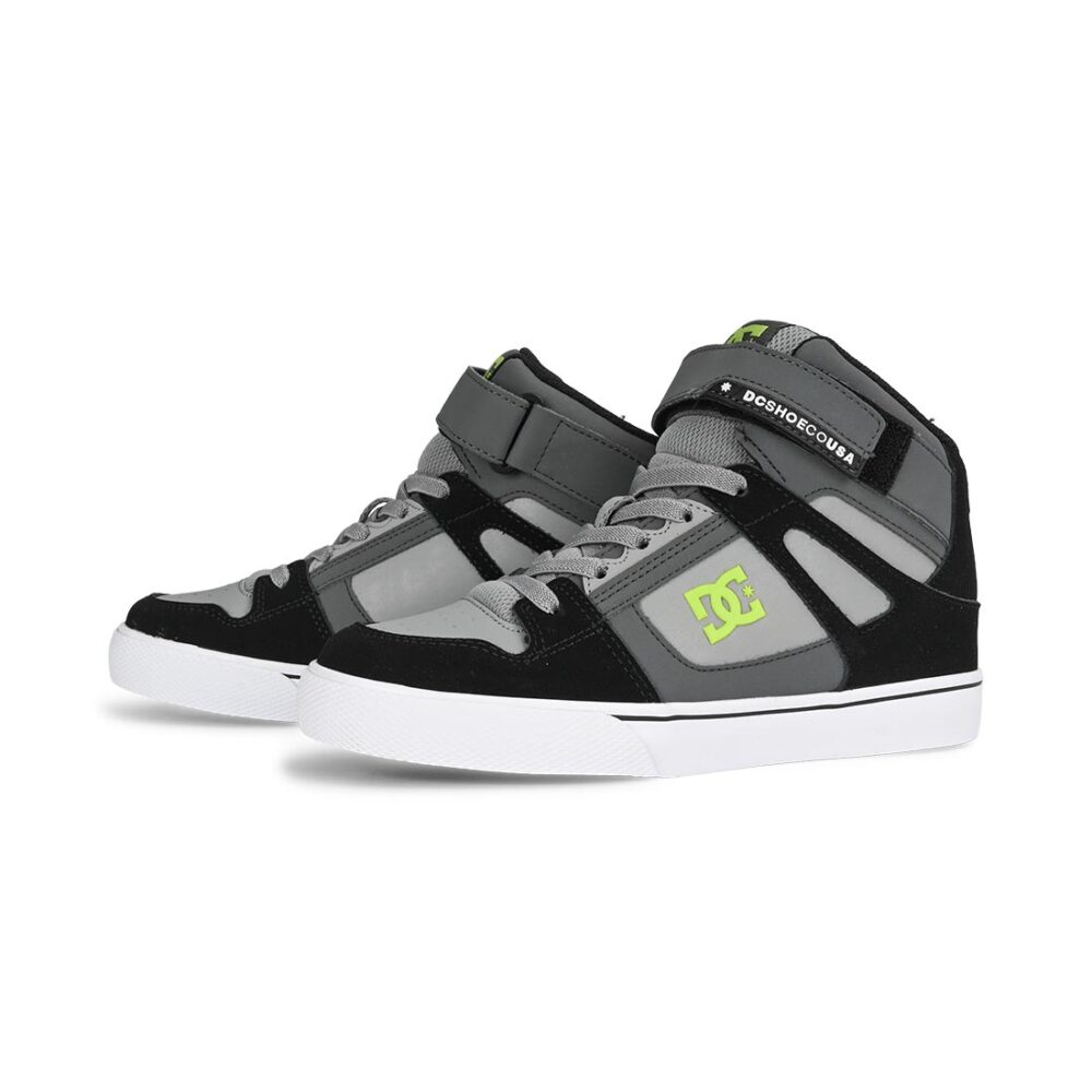 DC Pure High Top EV (Youth) Skate Shoes - Black/Grey/Grey