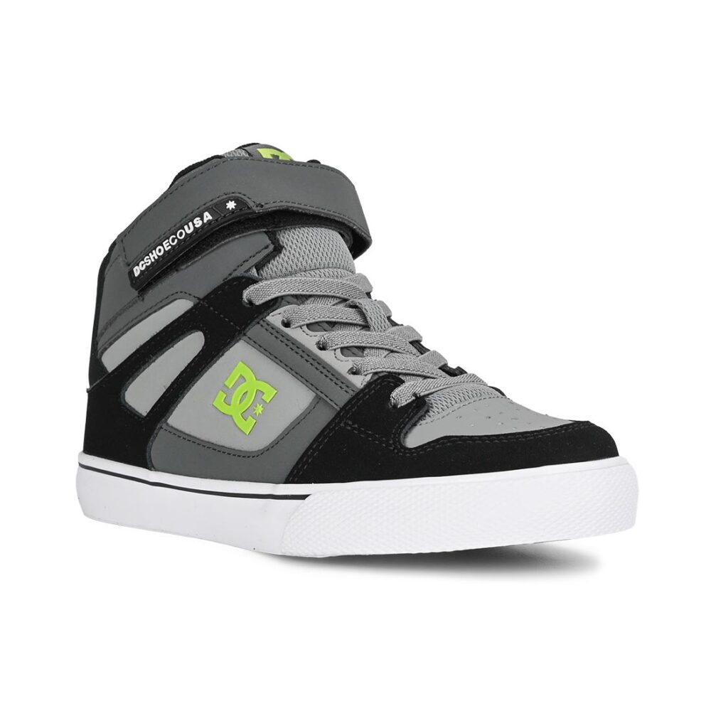 DC Pure High Top EV (Youth) Skate Shoes - Black/Grey/Grey