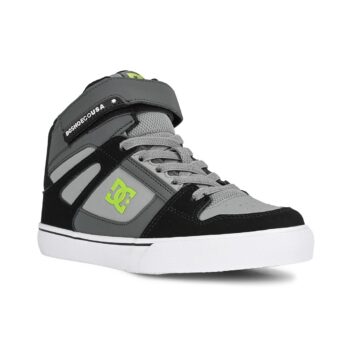 DC Pure High Top EV (Youth) Skate Shoes - Black/Grey/Grey