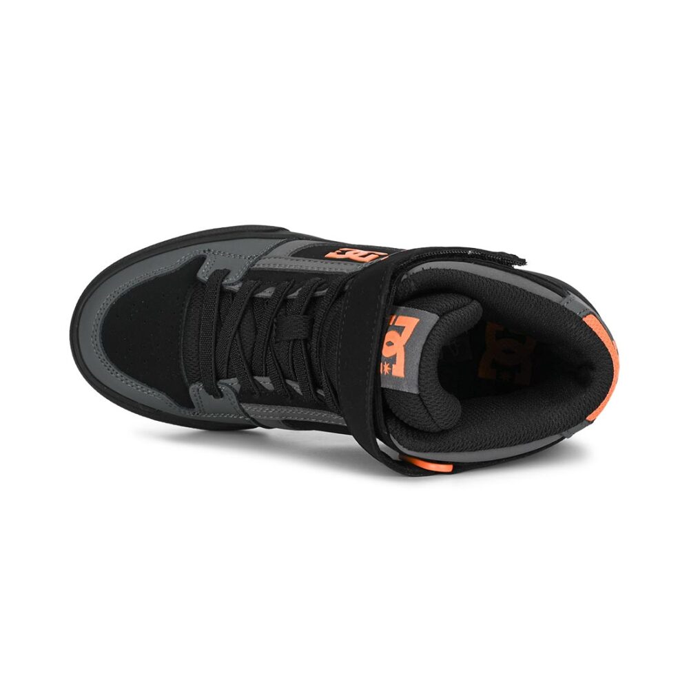 DC Pure High Top EV (Youth) Skate Shoes - Grey/Black/Orange