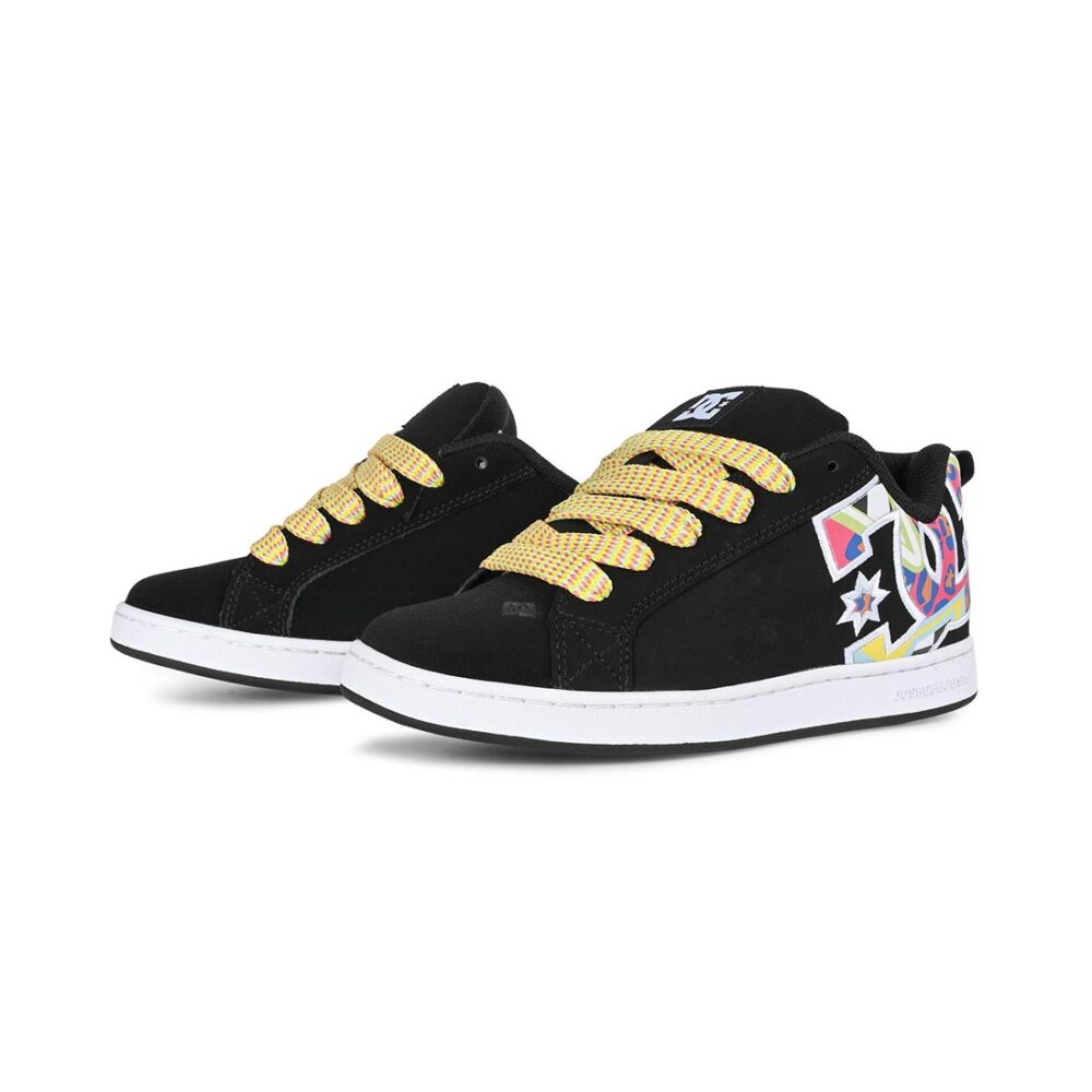 DC Women's Court Graffik Skate Shoes - Black/Multi/White