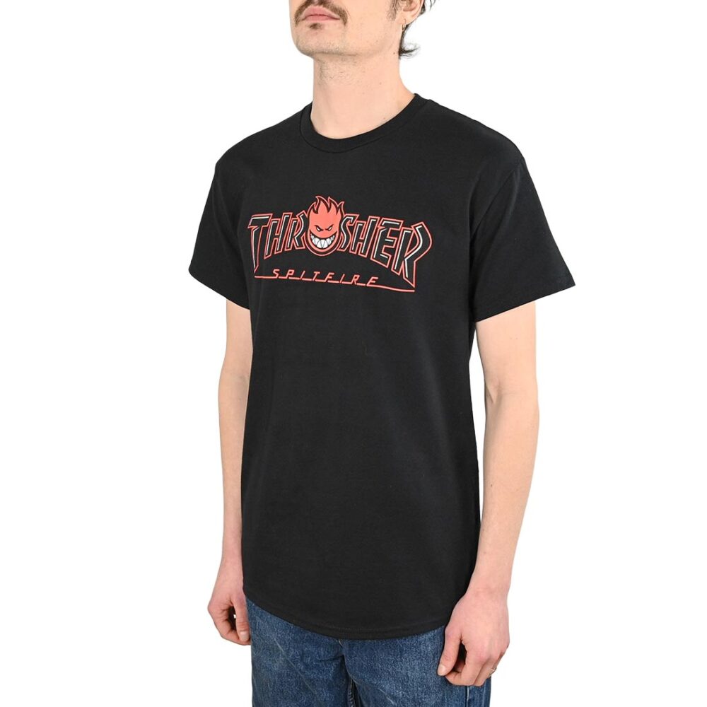 Thrasher x Spitfire Big Head Outline S/S T-Shirt - Black