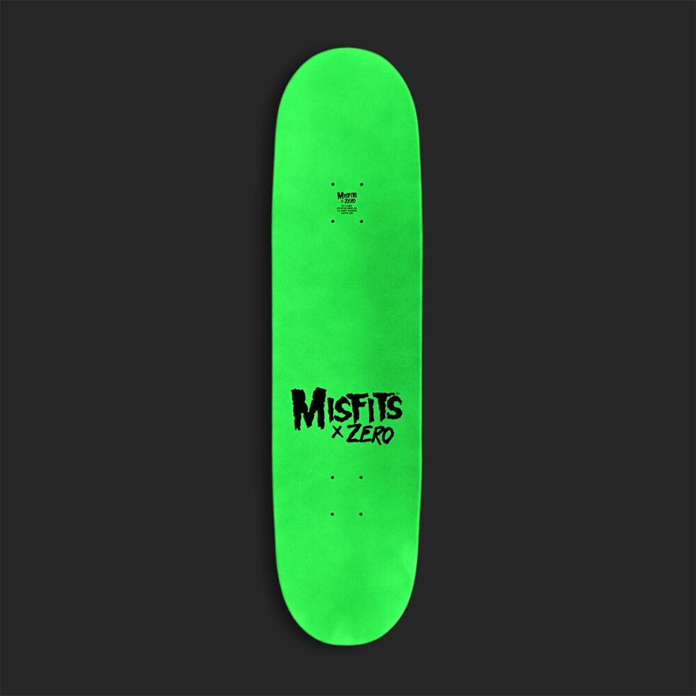 Zero x Misfits Fiend Skull Skateboard Deck - Glow in the Dark/Dip