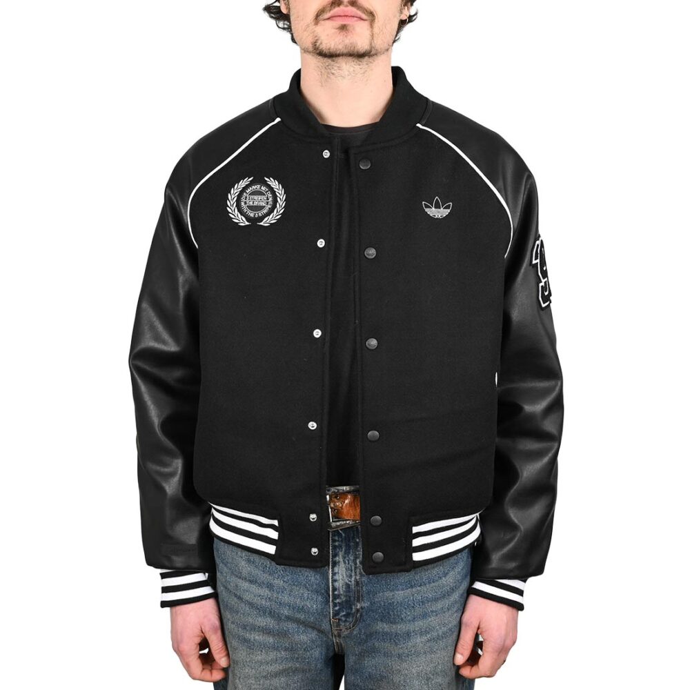 Adidas Tyshawn Letterman Varsity Jacket - Black/White
