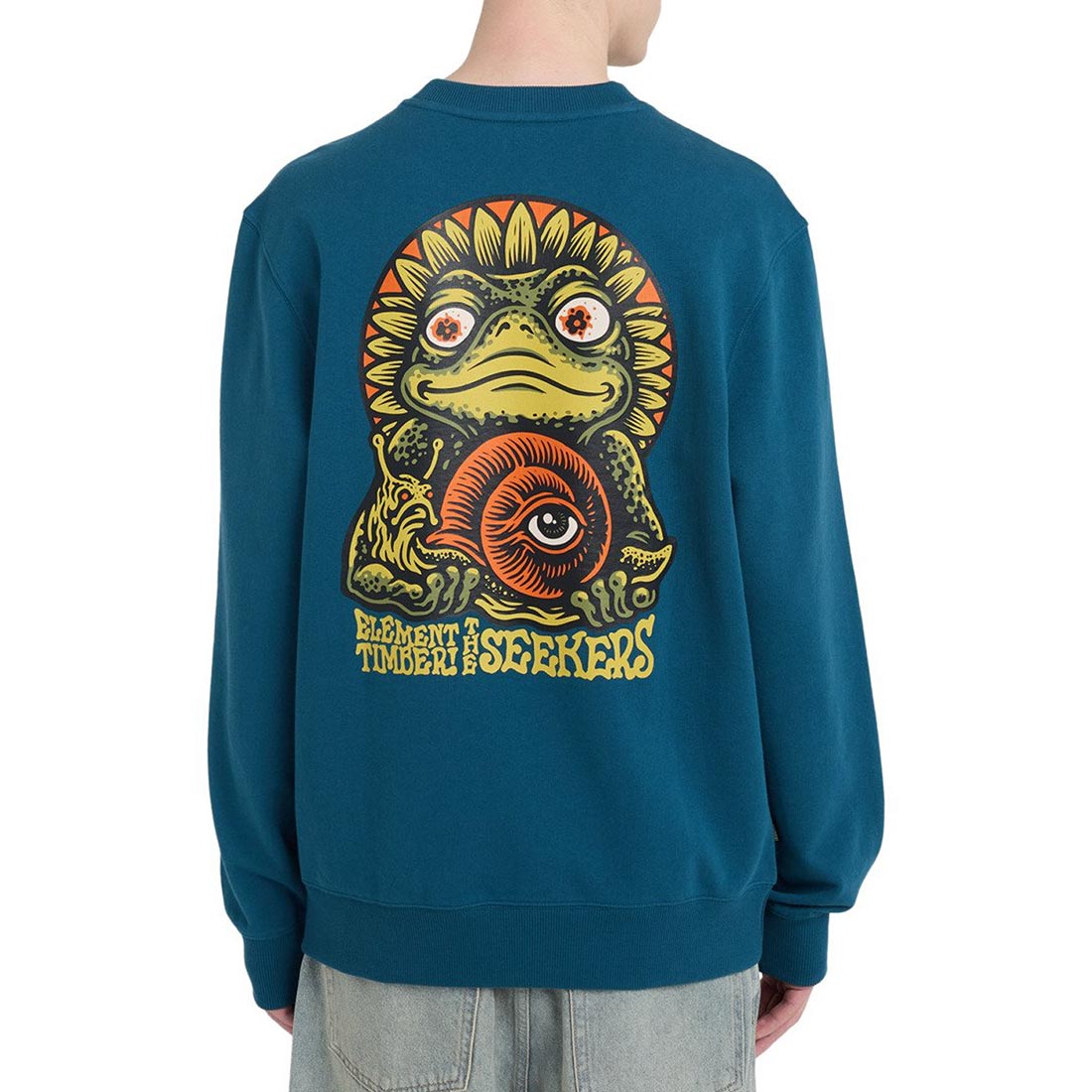 Element x Timber The Frog Crew Sweater - Mallard Blue - Mens M - Cotton