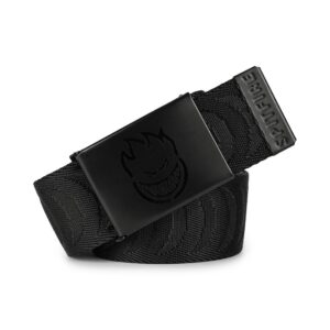 Spitfire Cut Out Crescent Jacquard Web Belt - Black/Black