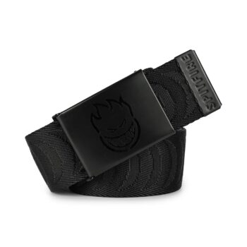 Spitfire Cut Out Crescent Jacquard Web Belt - Black/Black