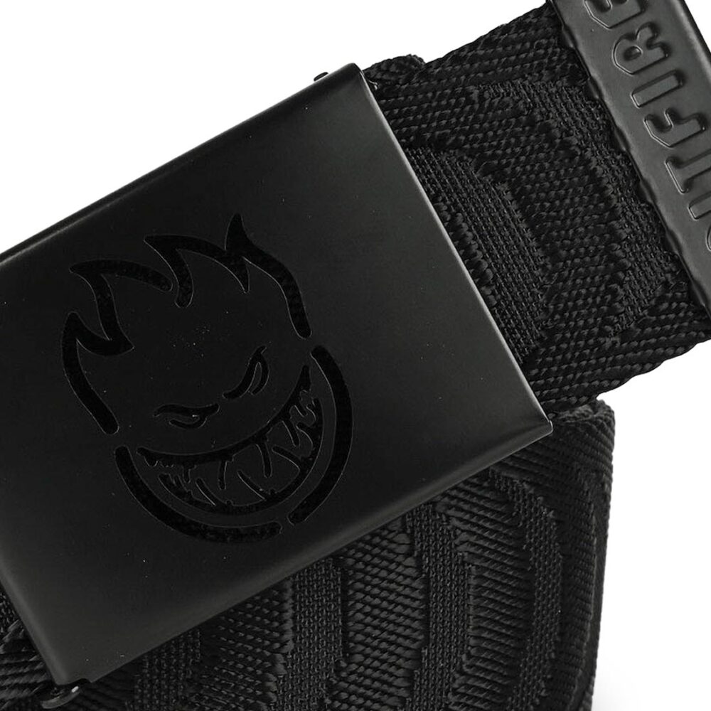 Spitfire Cut Out Crescent Jacquard Web Belt - Black/Black