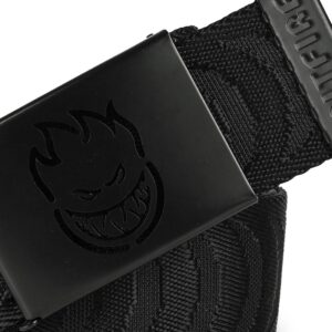 Spitfire Cut Out Crescent Jacquard Web Belt - Black/Black