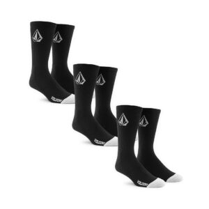 Volcom Full Stone Crew Socks 3 Pack - Black
