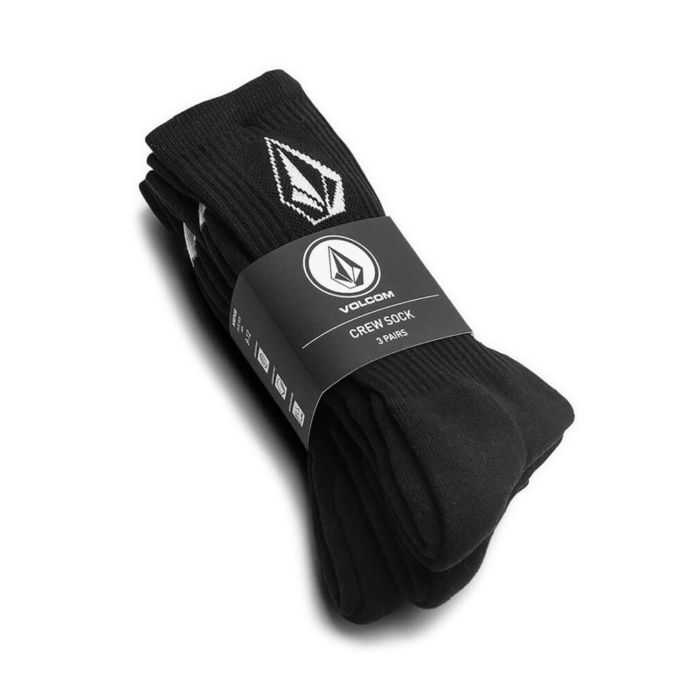 Volcom Full Stone Crew Socks 3 Pack - Black