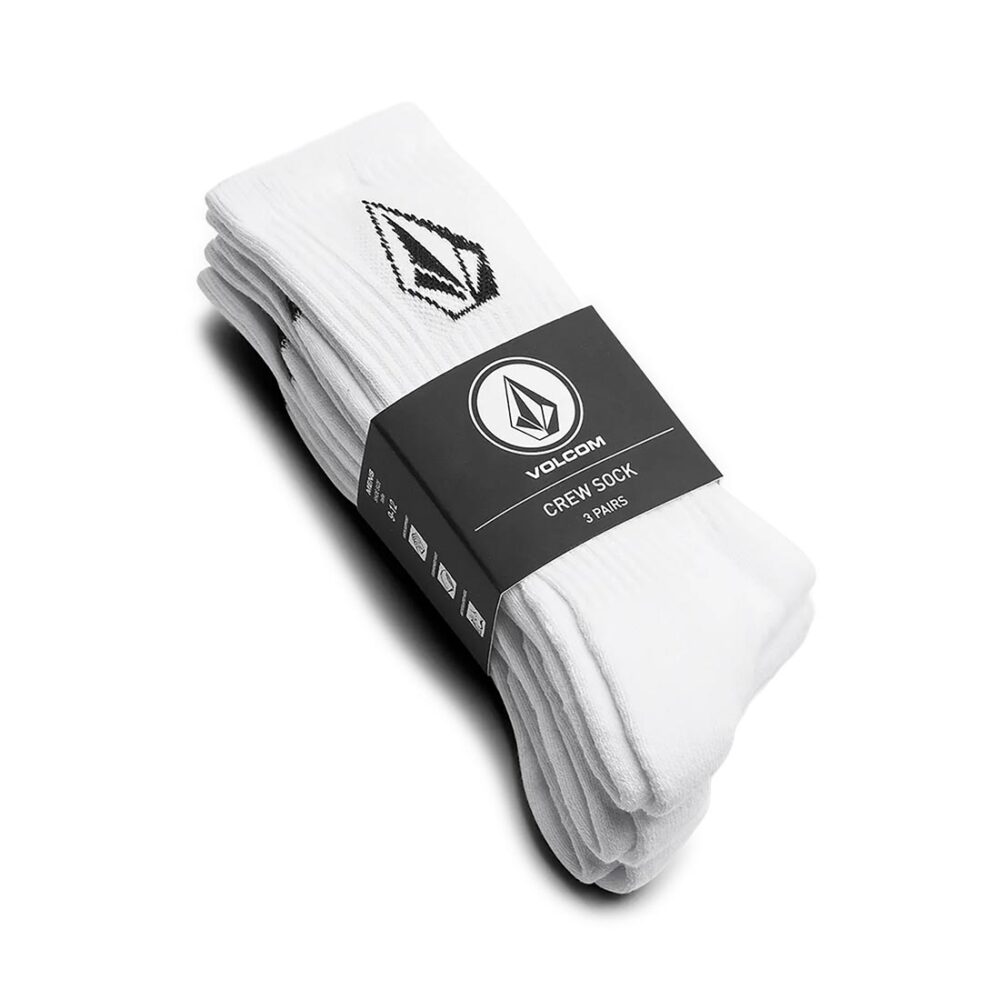 Volcom Full Stone Crew Socks 3 Pack - White