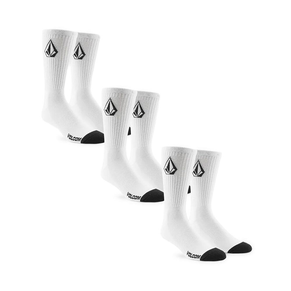Volcom Full Stone Crew Socks 3 Pack - White