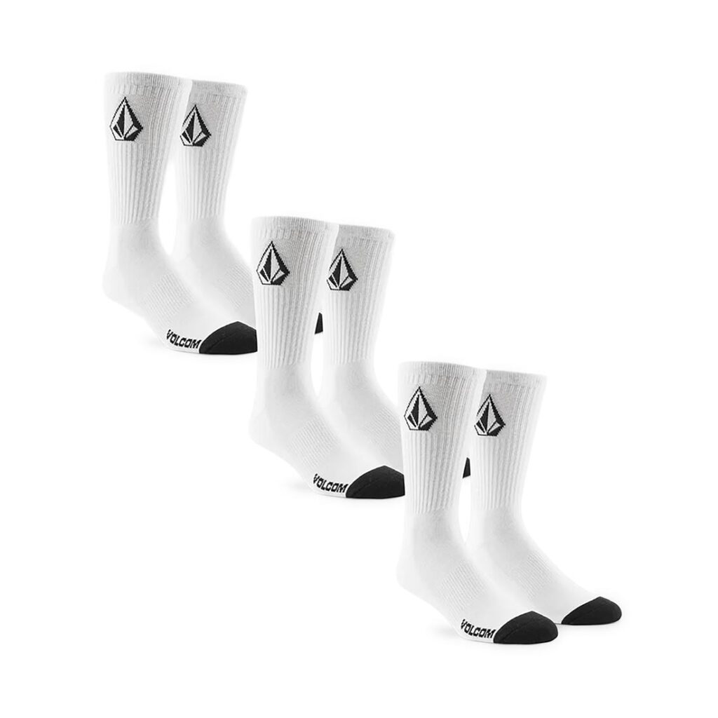 Volcom Full Stone Crew Socks 3 Pack - White