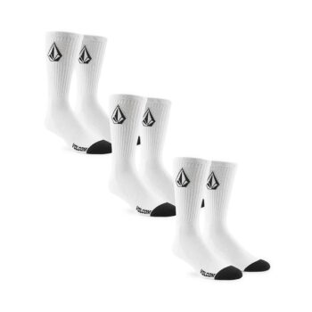 Volcom Full Stone Crew Socks 3 Pack - White