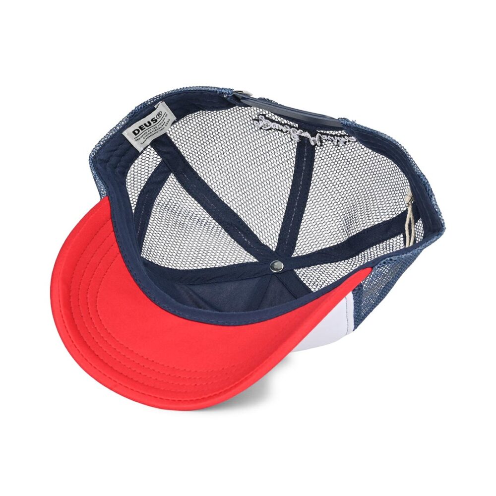 Deus Ex Machina Pill Logo Mesh Back Trucker Cap - Red/Navy (SP26)