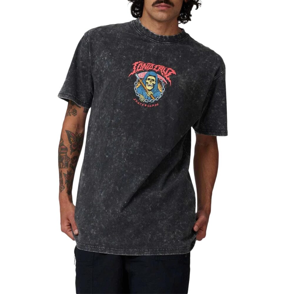 Santa Cruz Out Of Time Front S/S T-Shirt - Black Acid Wash