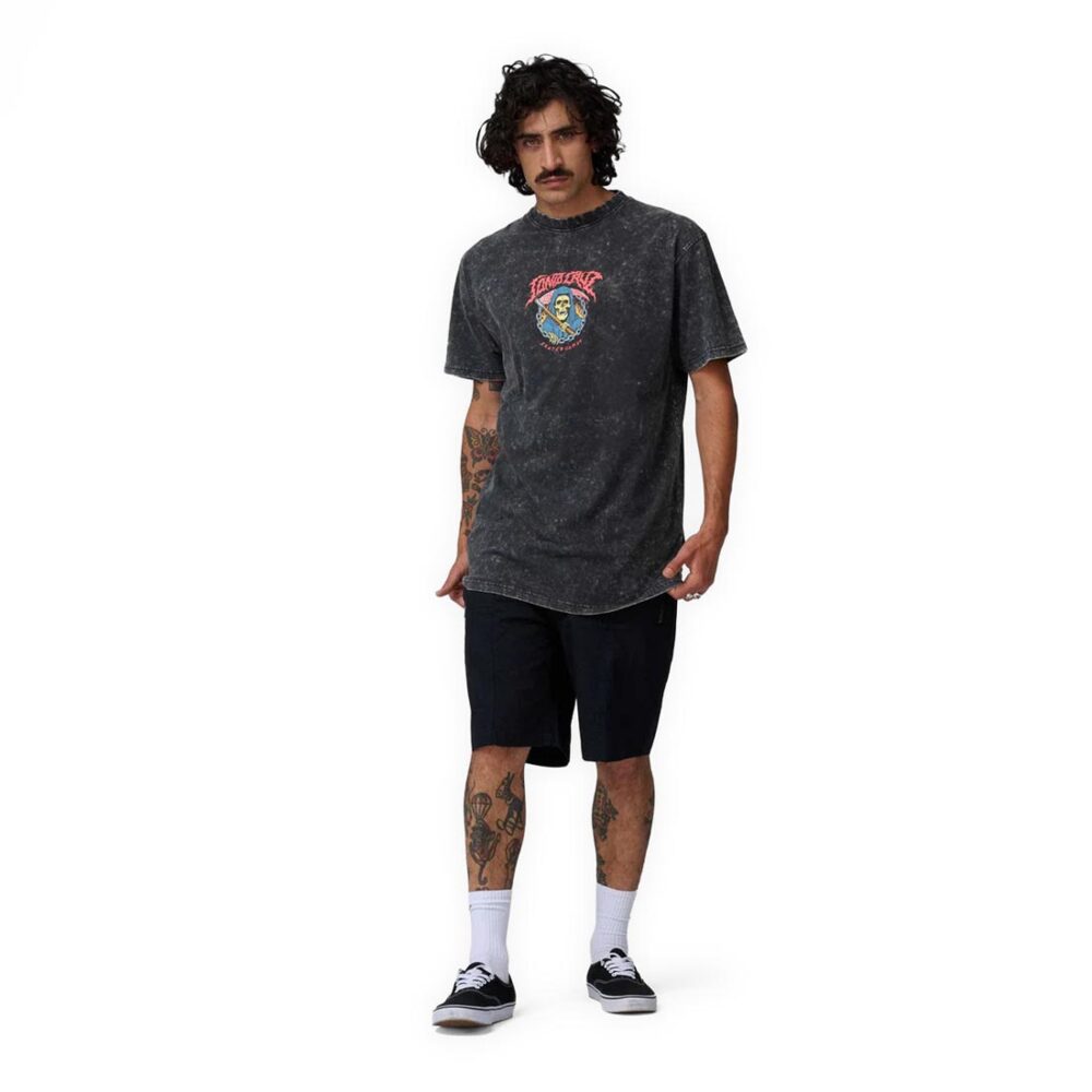 Santa Cruz Out Of Time Front S/S T-Shirt - Black Acid Wash