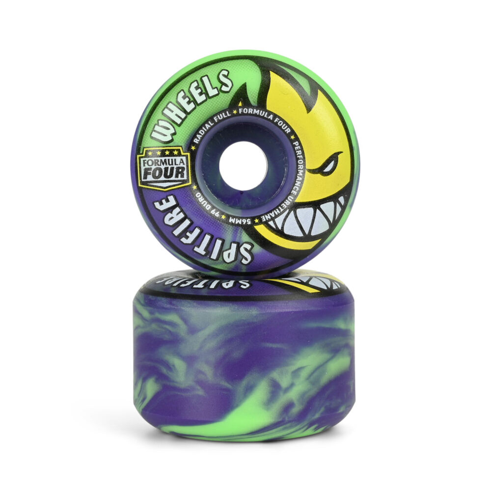 Spitfire Colours Formula Four Radial Full 99D 56mm Wheels - Neon Green/Purple