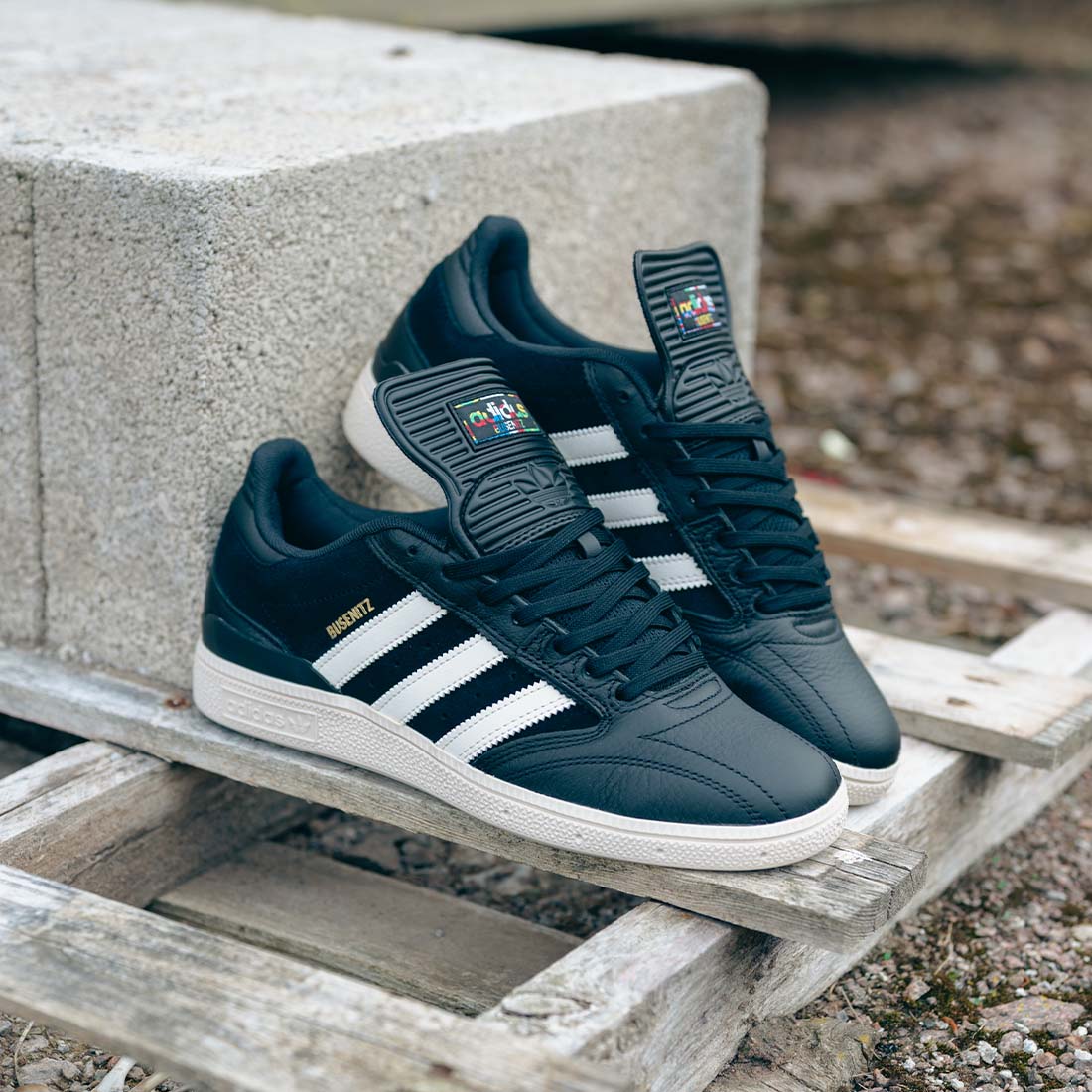 Adidas Busenitz Skate Shoes - Core Black/Chalk White/Gold
