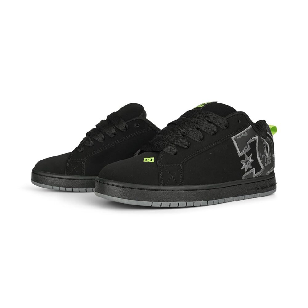 DC Court Graffik Skate Shoes - Black/Grey/Lime