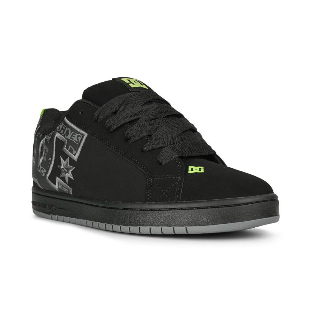DC Court Graffik Skate Shoes - Black/Grey/Lime