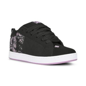 DC Women's Court Graffik Skate Shoes - Black/Lavender