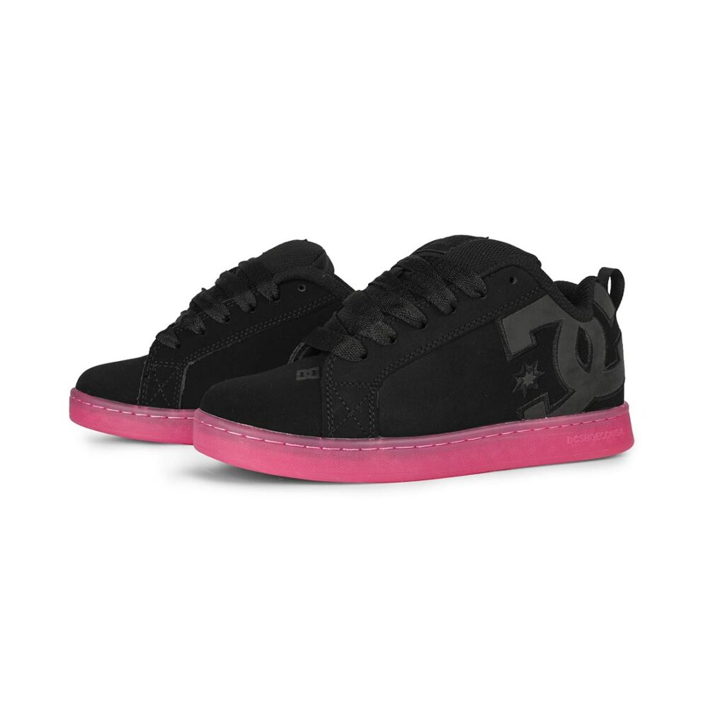 DC Women's Court Graffik Skate Shoes - Black/Black/Pink