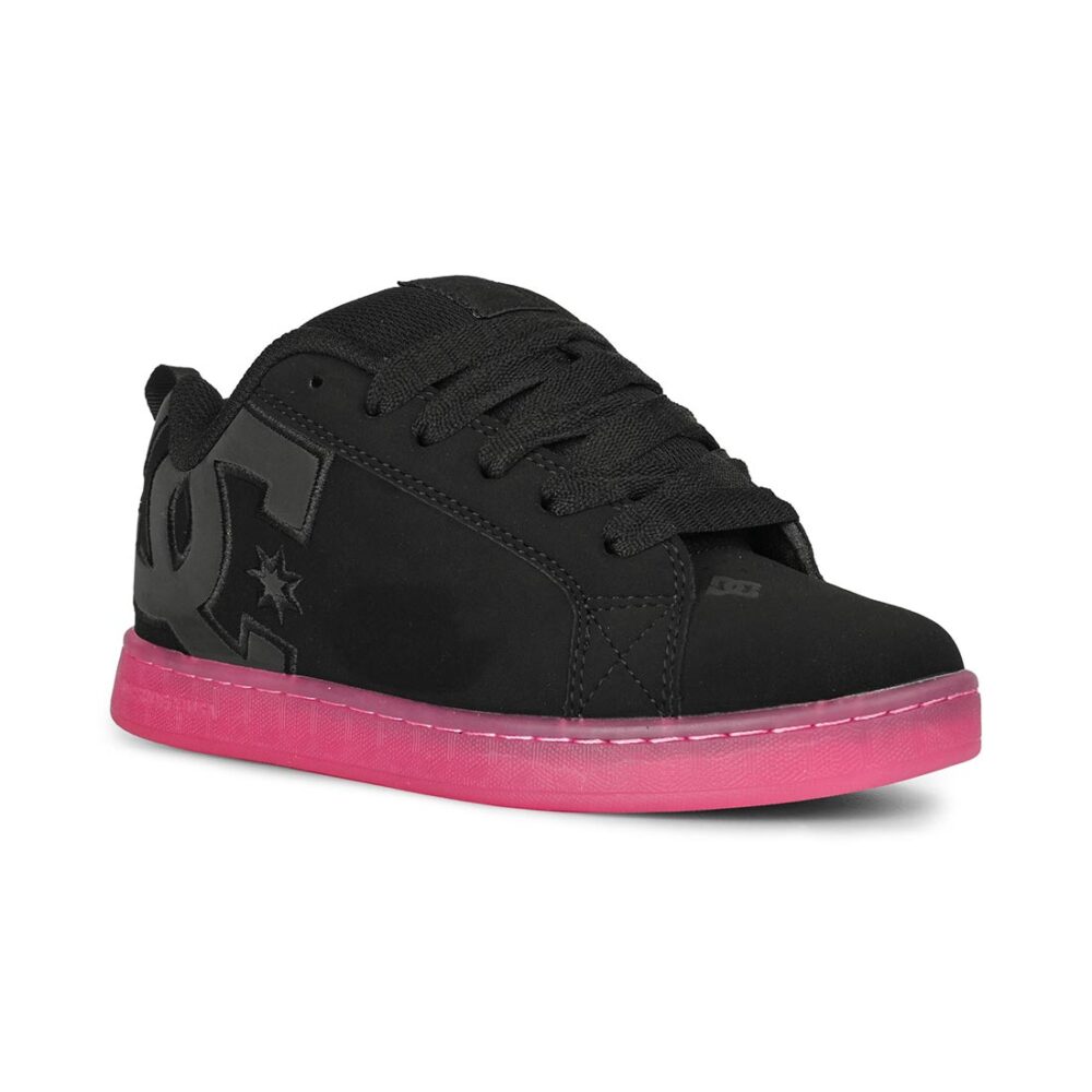 DC Women's Court Graffik Skate Shoes - Black/Black/Pink