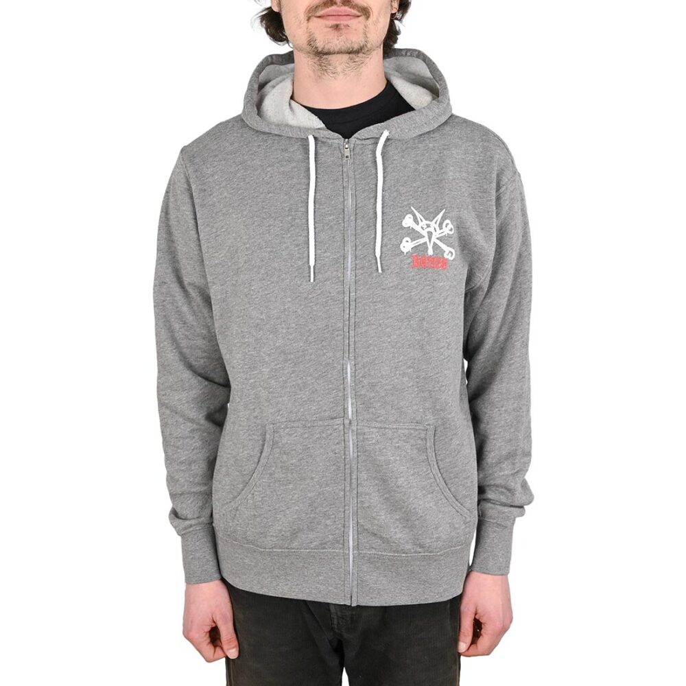 Powell Peralta Rat Bones Lightweight Zip Hoodie - Heather Grey