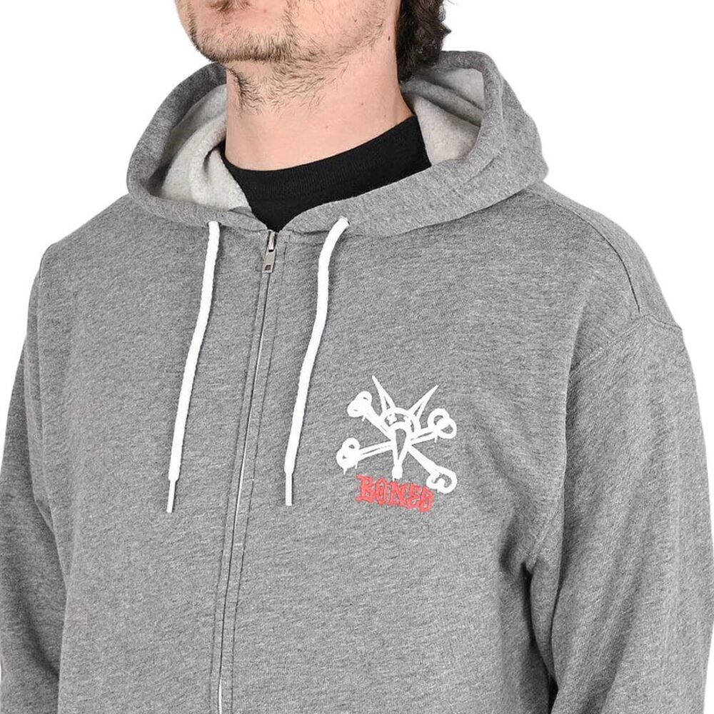 Powell Peralta Rat Bones Lightweight Zip Hoodie - Heather Grey