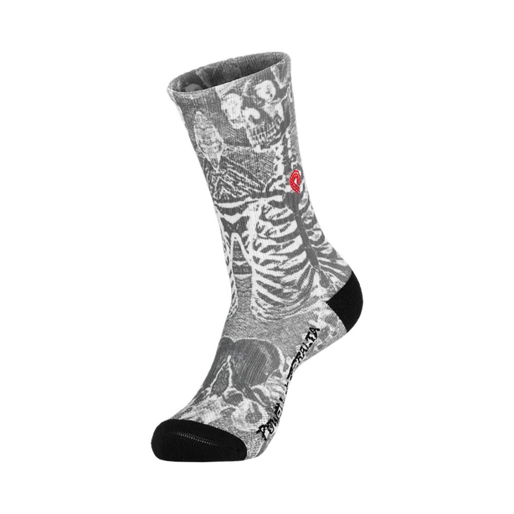 Powell Peralta Skeleton Print Crew Socks - Charcoal