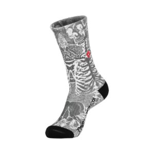 Powell Peralta Skeleton Print Crew Socks - Charcoal