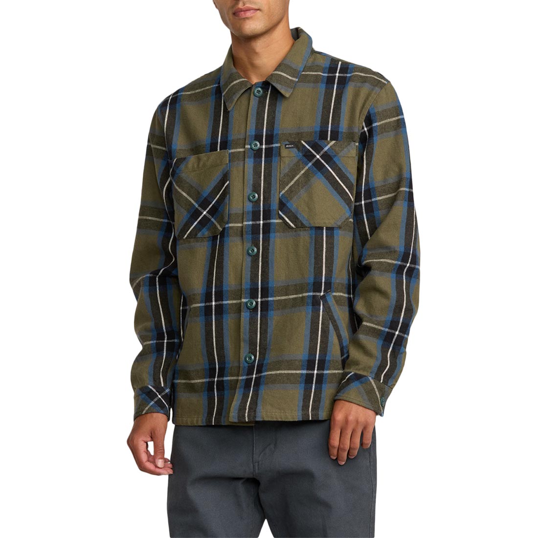 RVCA Flight Risk L/S Overshirt - Hunter Green -  M