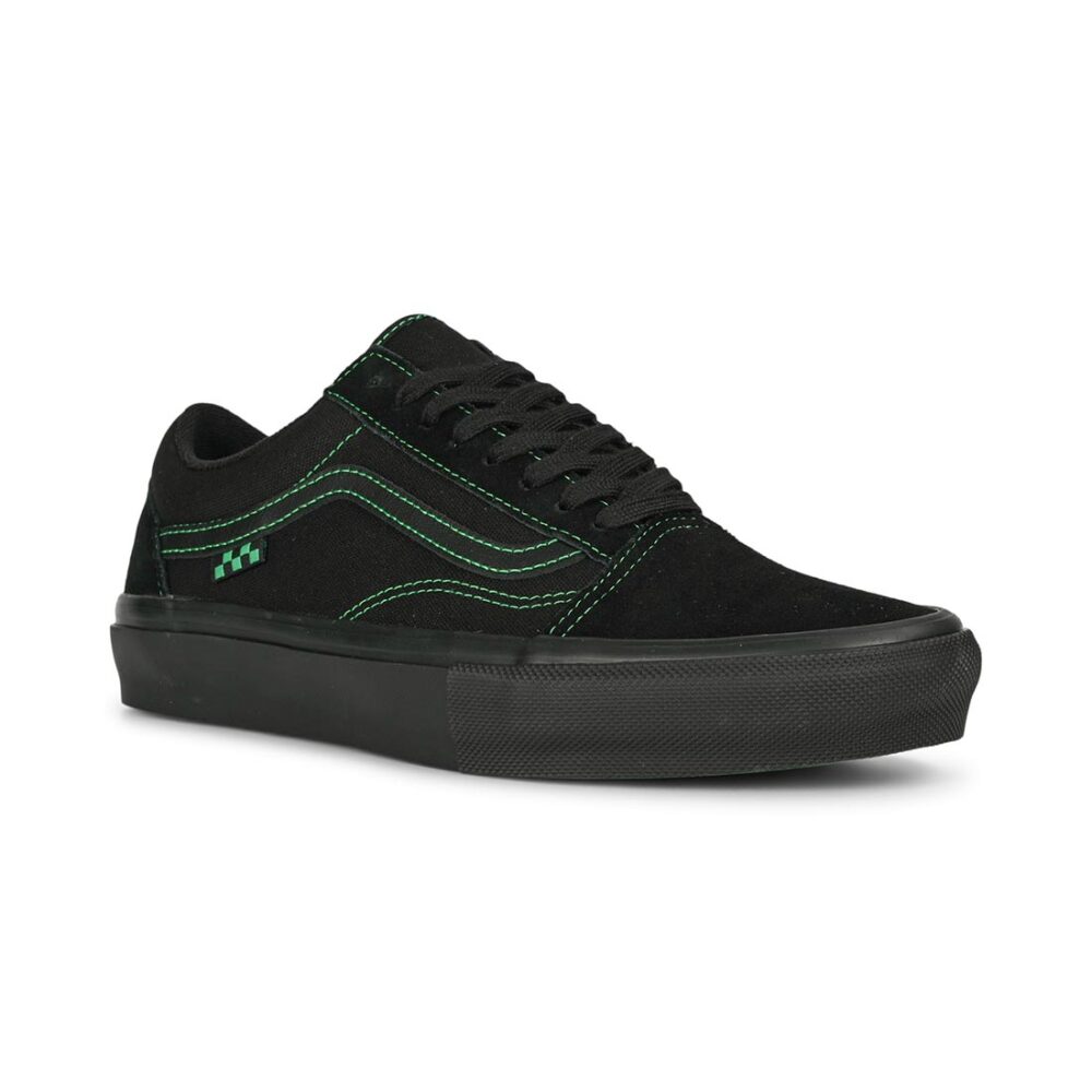 Vans Old Skool Pro Skate Shoes - Black/Black/Green