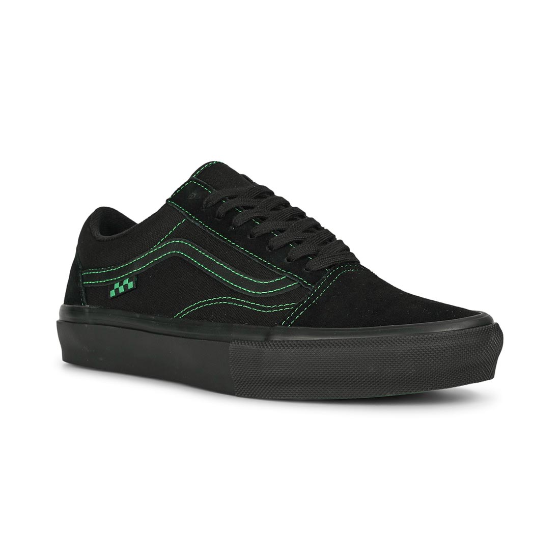 Vans Old Skool Pro Skate Shoes - Black/Black/Green -  8.5 UK