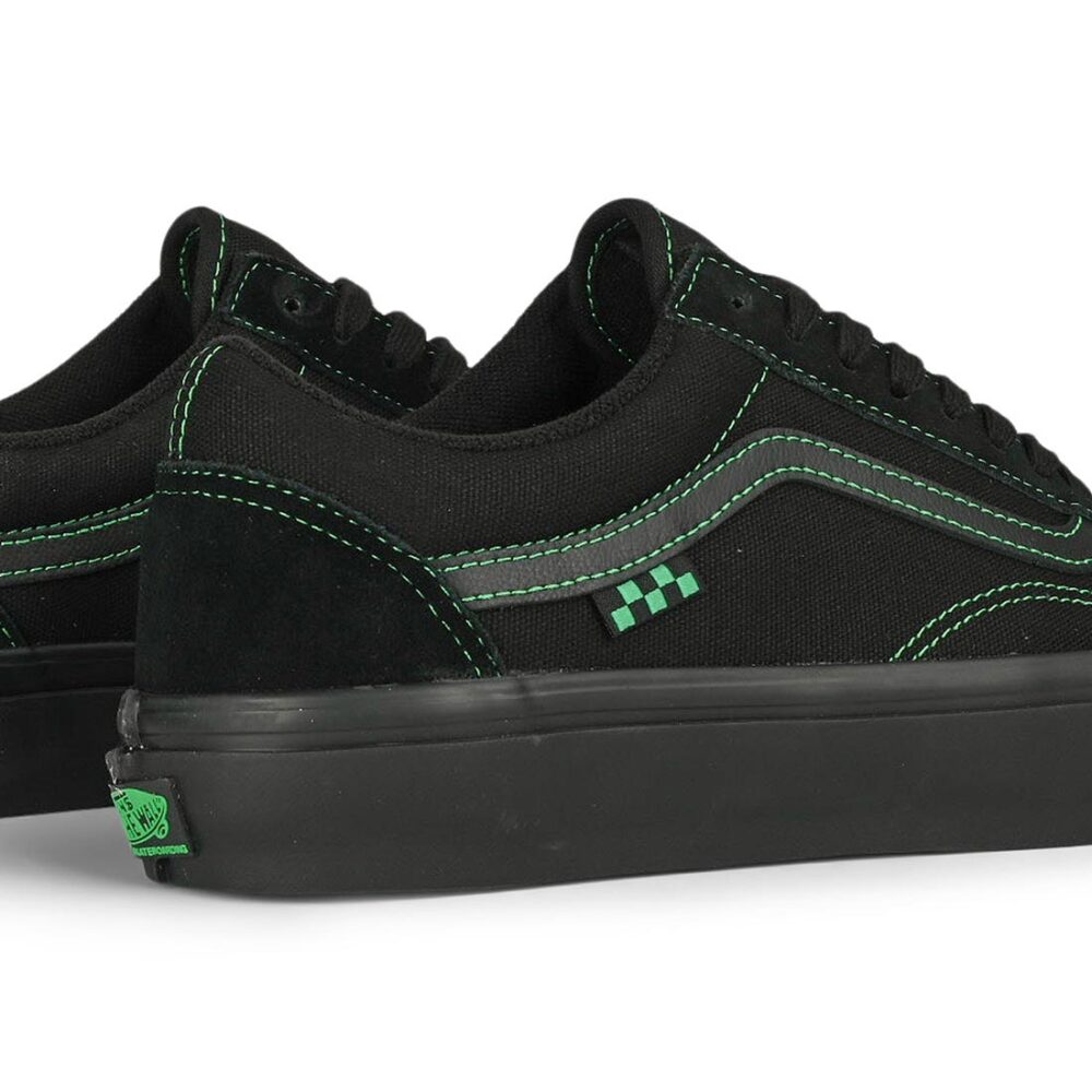 Vans Old Skool Pro Skate Shoes - Black/Black/Green