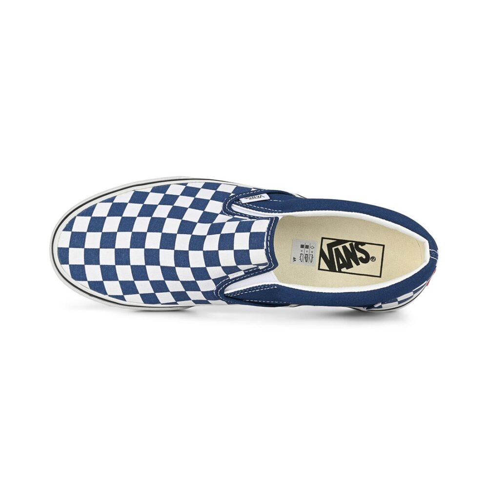 Vans Classic Slip-On Skate Shoes - Checkerboard Deep Blue
