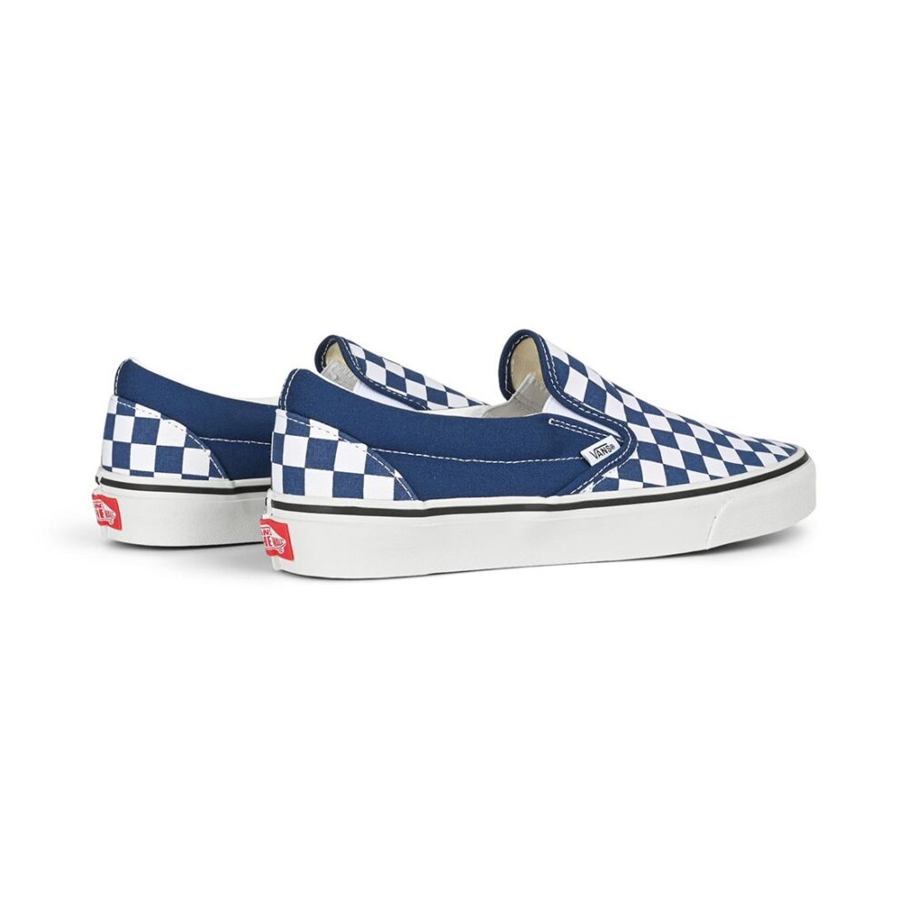 Vans Classic Slip-On Skate Shoes - Checkerboard Deep Blue