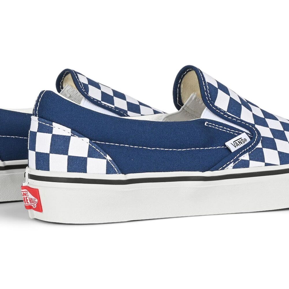 Vans Classic Slip-On Skate Shoes - Checkerboard Deep Blue