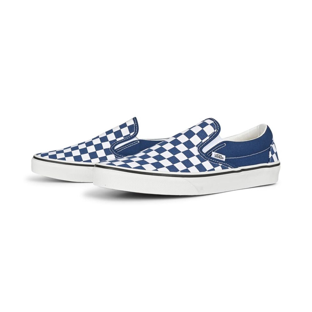 Vans Classic Slip-On Skate Shoes - Checkerboard Deep Blue